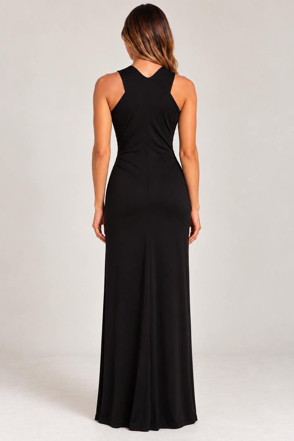 elegant black floor-length evening gown