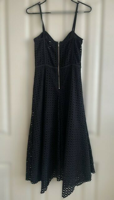 black eyelet midi dress