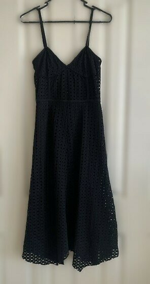 black eyelet midi dress