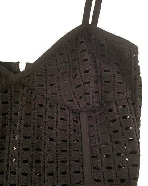 black eyelet midi dress