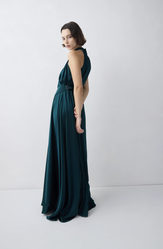 Petrol Silk Satin Isabella Gown Size 1
