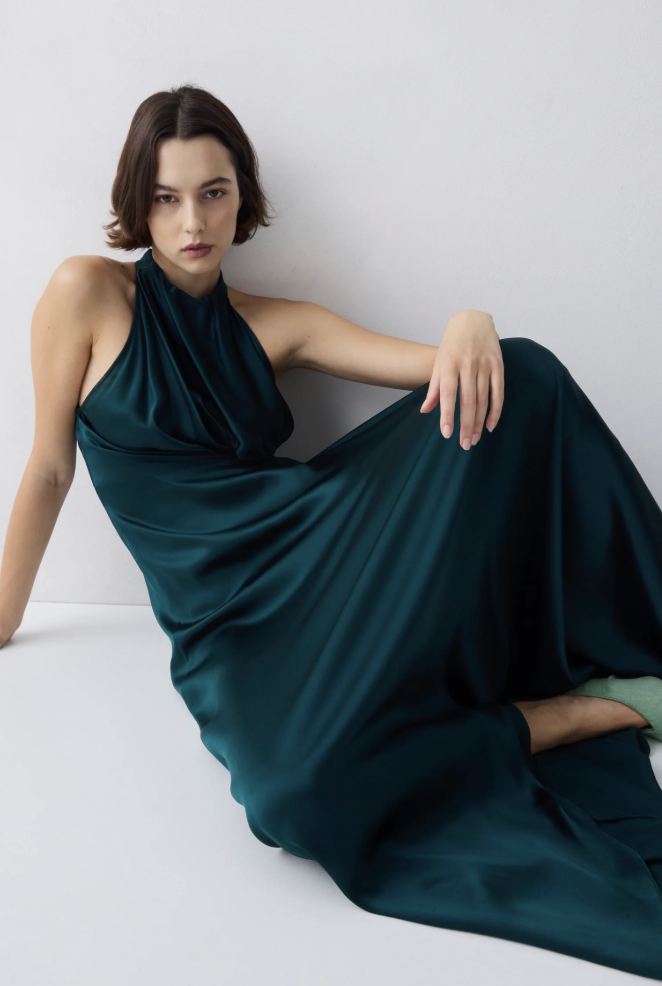 Petrol Silk Satin Isabella Gown Size 1