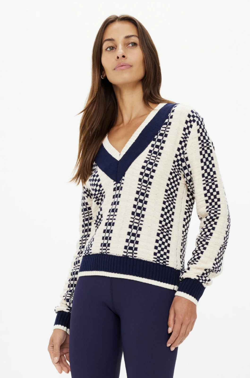 SONNY V NECK SWEATER  - CHECK [USW325042]