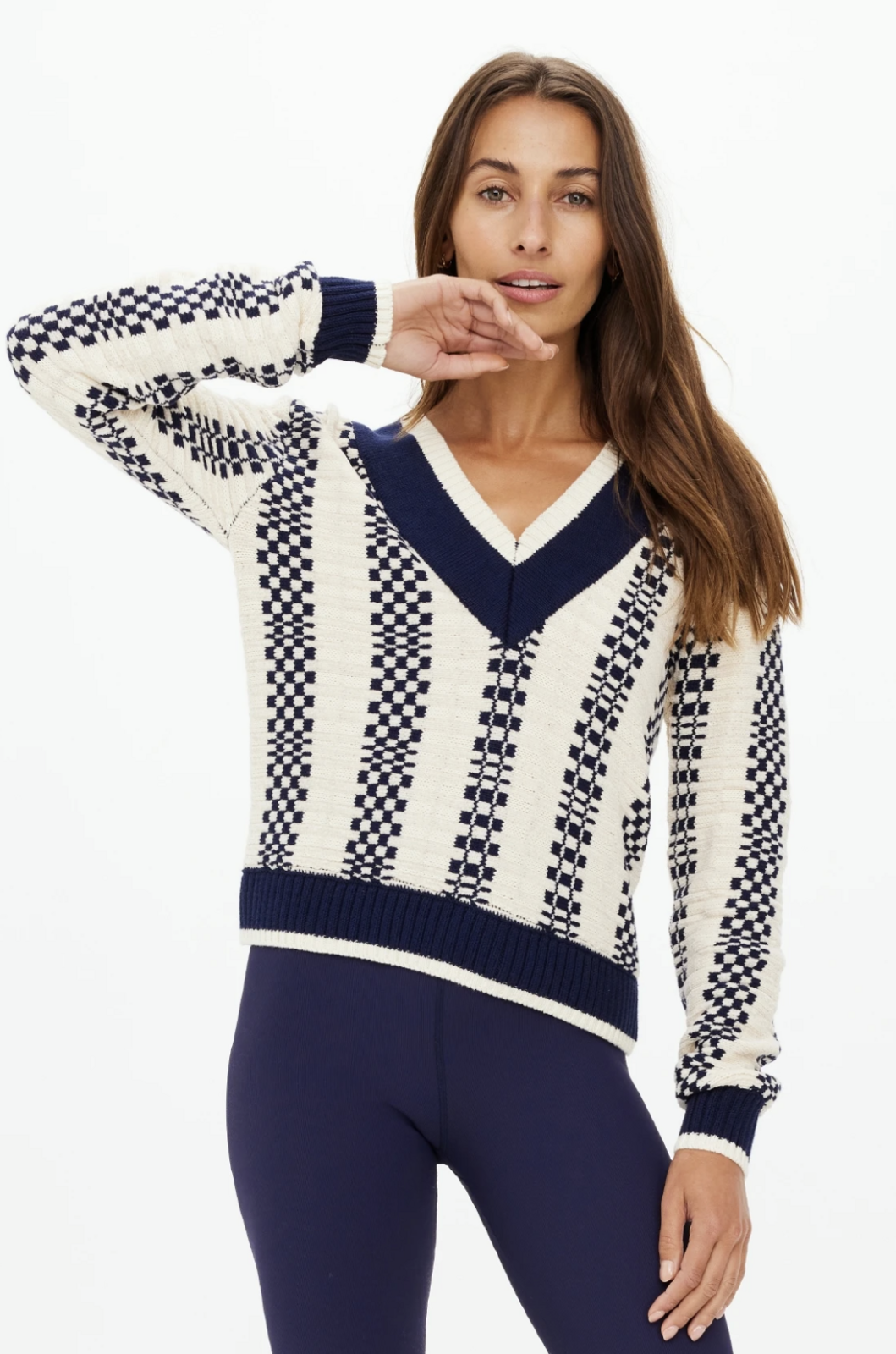 SONNY V NECK SWEATER  - CHECK [USW325042]