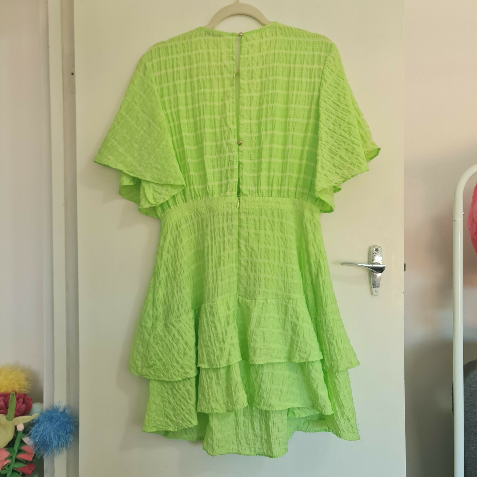 tie front line green dress 14