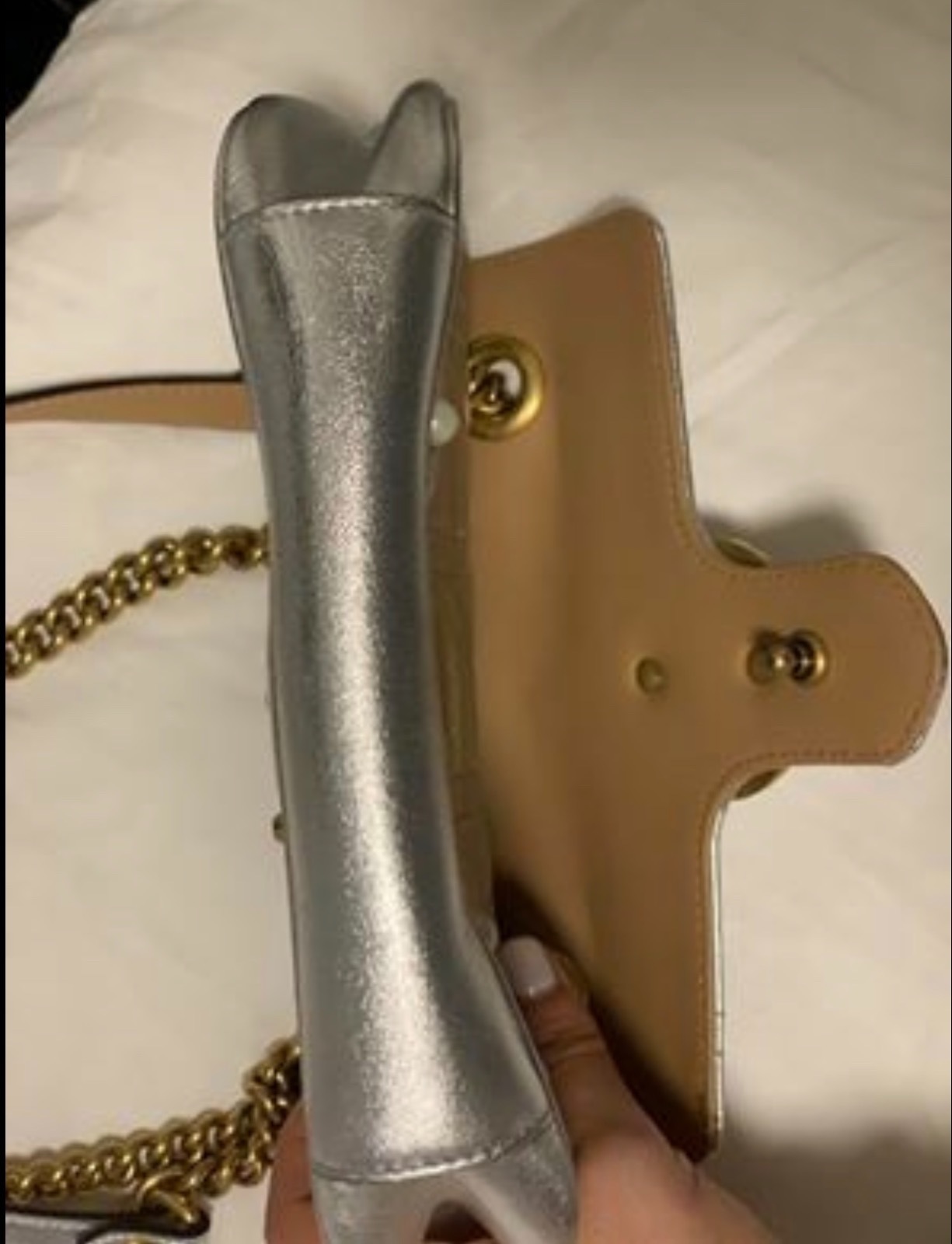 Metallic Matelasse Pearly Mini GG Marmont Bag Silver