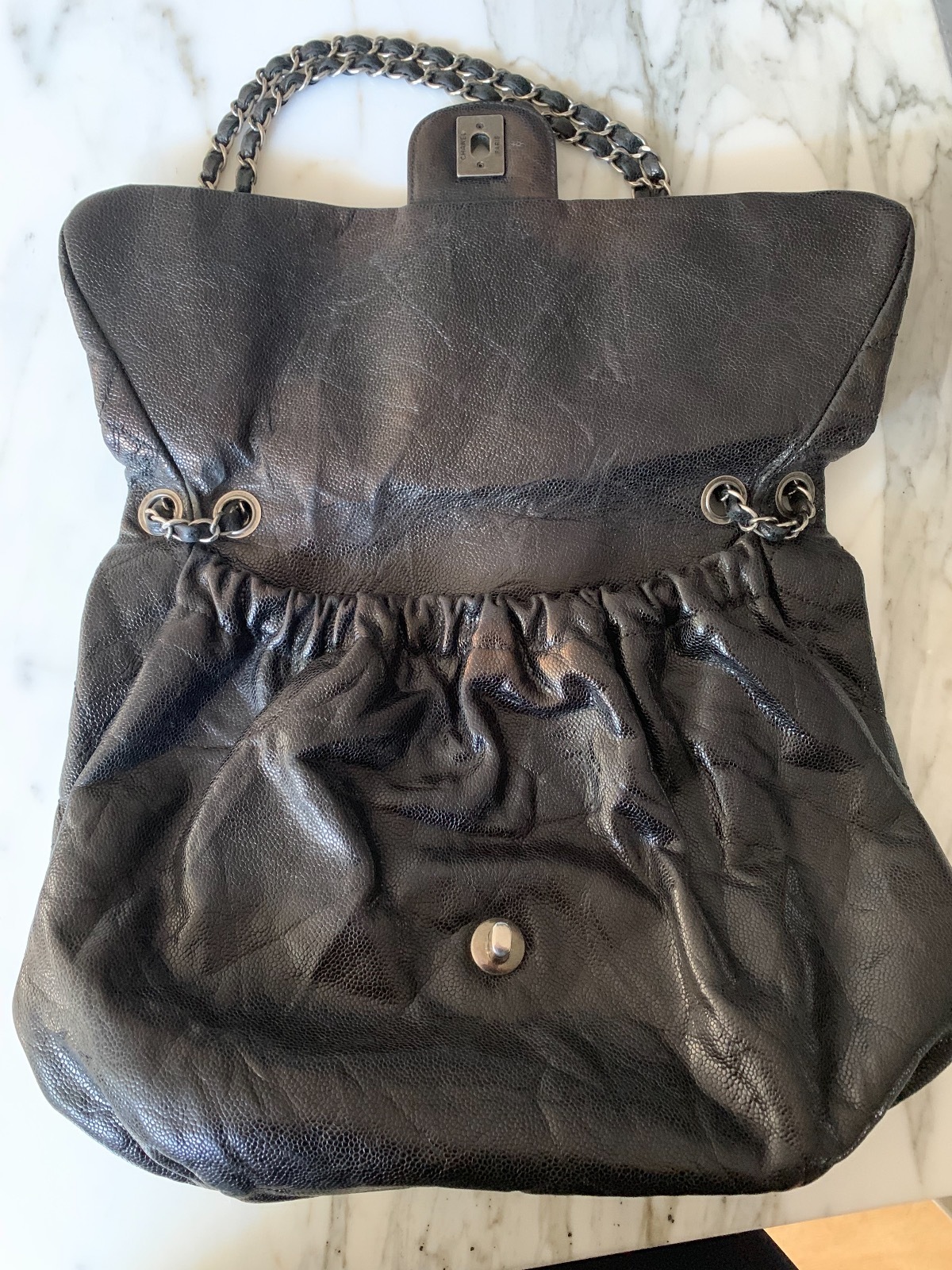 Large Leather Flap Handbag