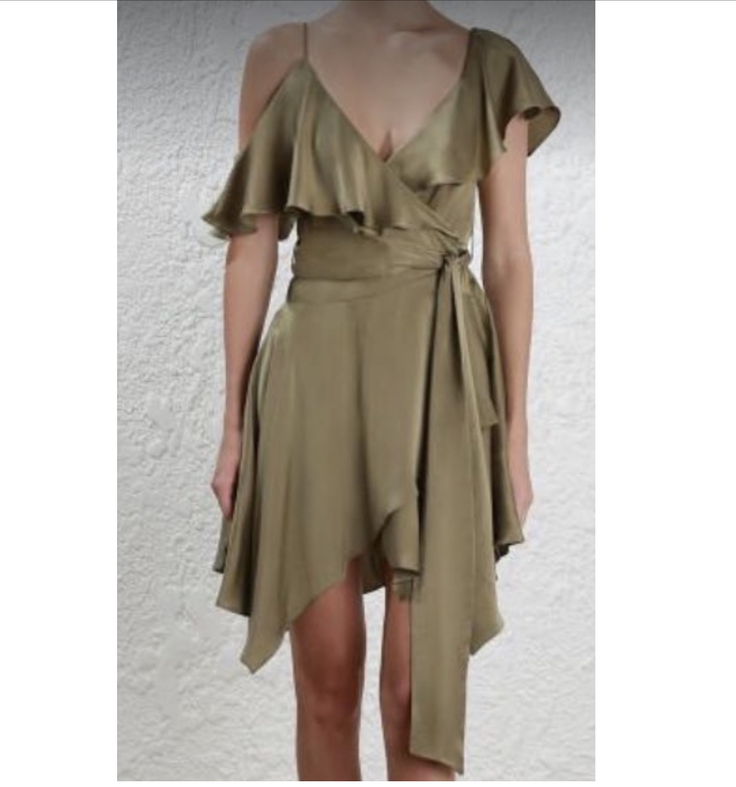Asymmetrical Green Wrap Dress Size 6