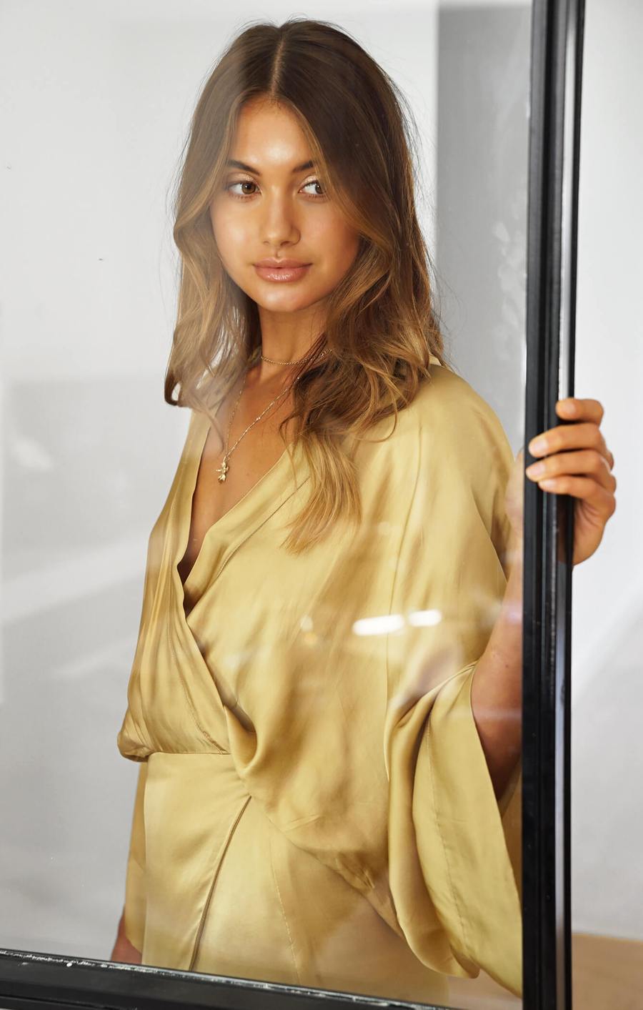 green emerald velvet dress Luxury Loungewear 👑 - Gold Sequin Kimono Dress main image 0