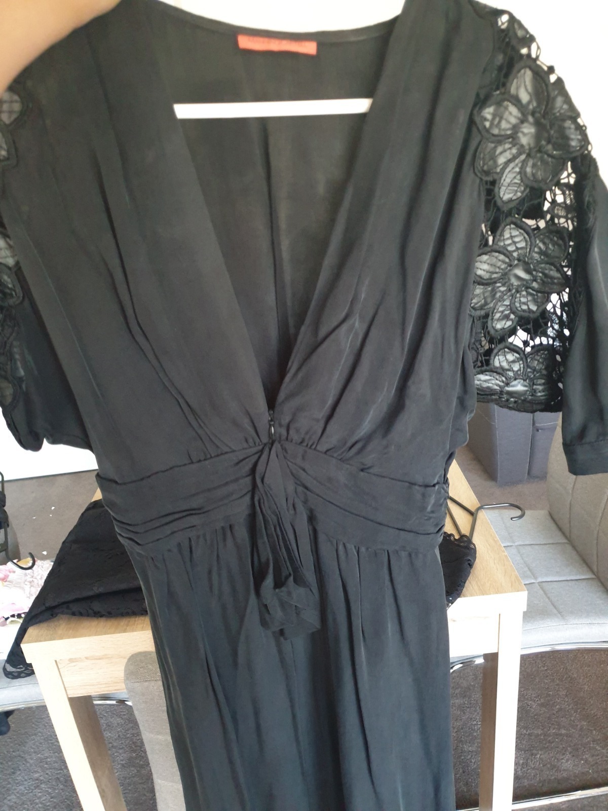 Black Dress With Lace Sleeves Size 8