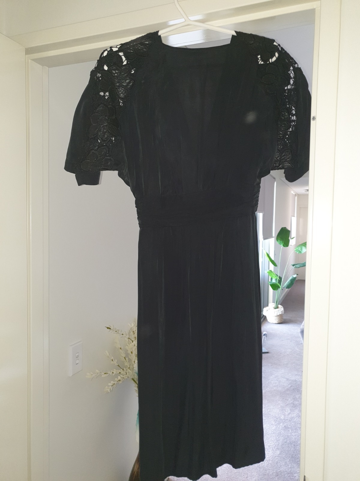 Black Dress With Lace Sleeves Size 8