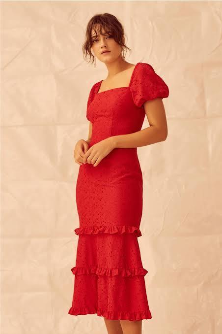 Red Midi Dress Size 8-10