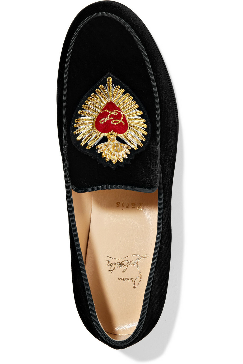 Christian Louboutin Black Velvet Perou Corazon Loafers Size  display picture 1