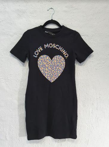 Moschino LOVE MOSCHINO logo t-shirt dress with leopard print heart Size 14  - AirRobe