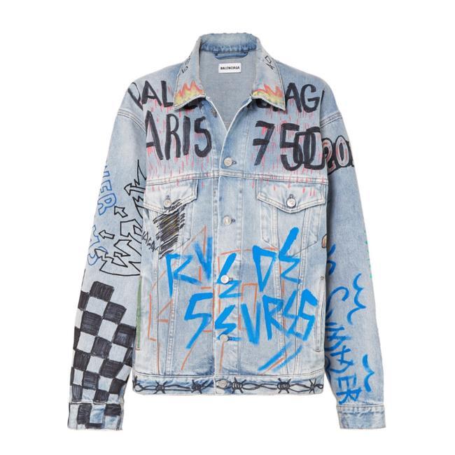 Balenciaga Graffiti Printed Denim Jacket - AirRobe