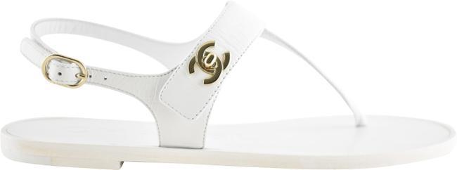 Chanel White Turnlock Gold Logo Sandal AirRobe