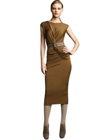  Ankle-Length Wrap Dress leather belt Size 8-10