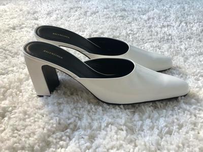 【BALENCIAGA】MULE PUMPS BALENCIAGA Monaco logo-embellished crinkled-leather