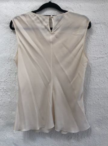 Silk White Tank Top with Gathered Detail Size 8-10
