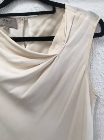 Silk White Tank Top with Gathered Detail Size 8-10