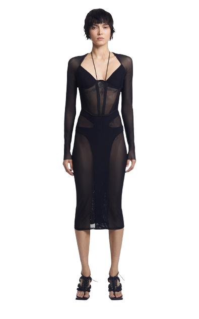 dion lee mesh dress Dion Lee Oblique Corset Dress in Black