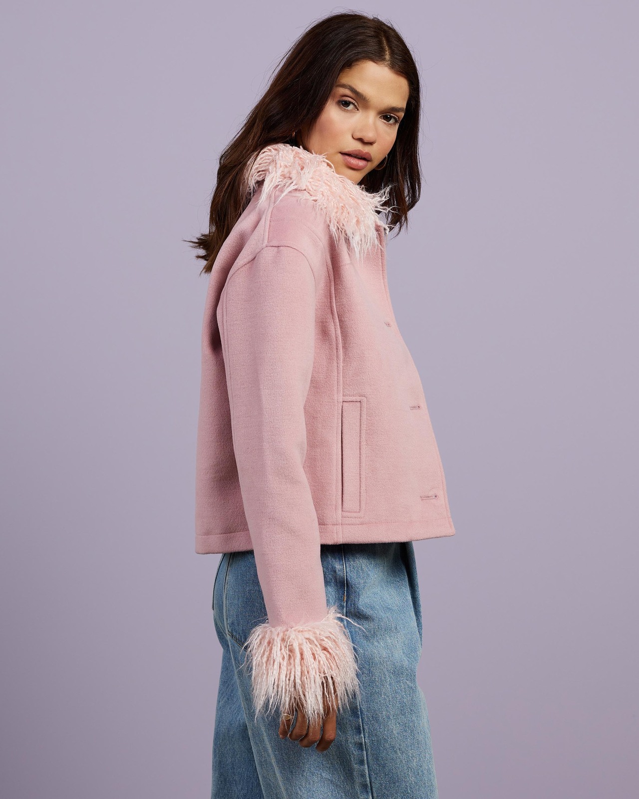 Fashion Forward Faux Fur Jacket Size 6