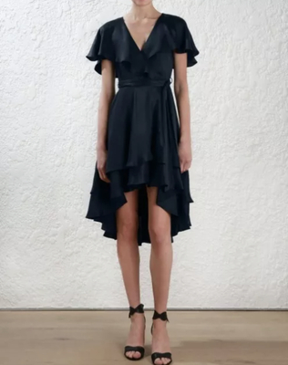 zimmermann asymmetric flounce dress crush asymmetrical midi dress main image 0