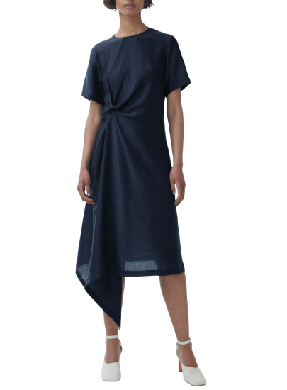 cos striped a line midi dress Cos STRIPED GATHERED-WAIST MIDI DRESS