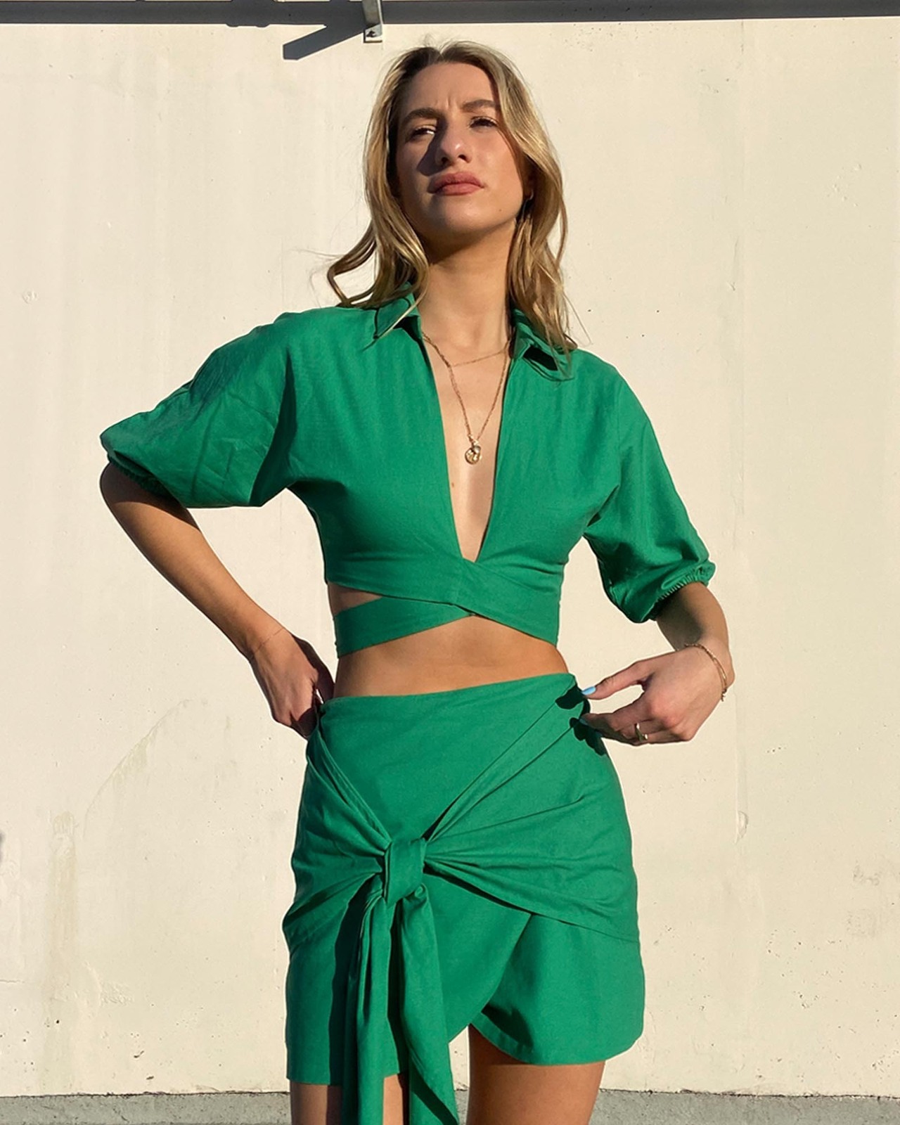 Better Suited Linen Blend Wrap Top