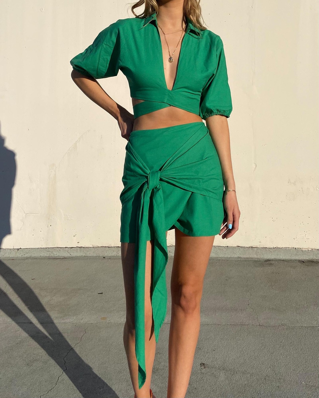 Better Suited Linen Blend Wrap Top