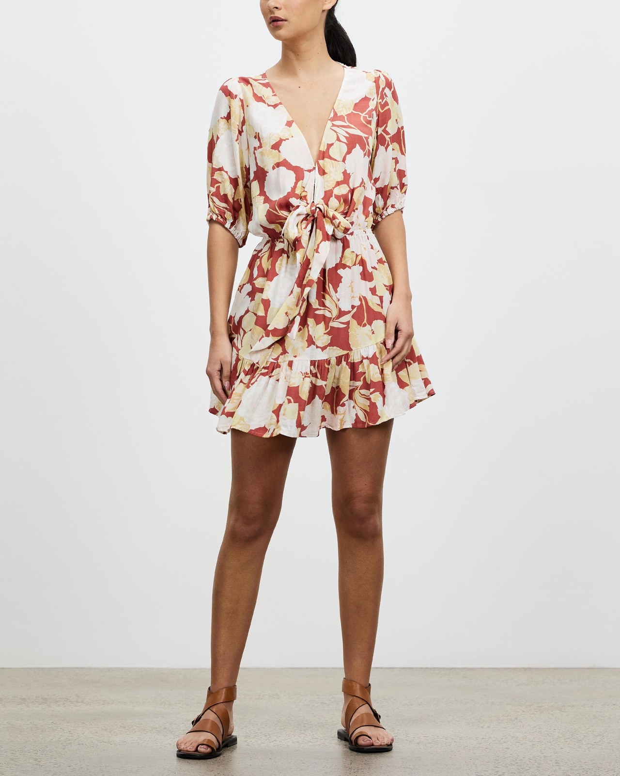 Zanthe Floral Tie-Front Mini Dress