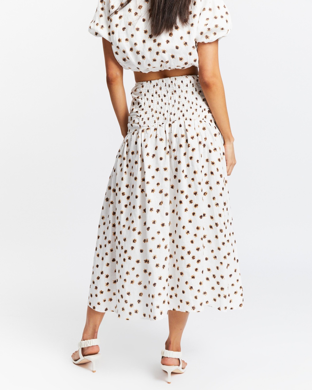 Ruched Linen Midi Skirt BNWT Size 8