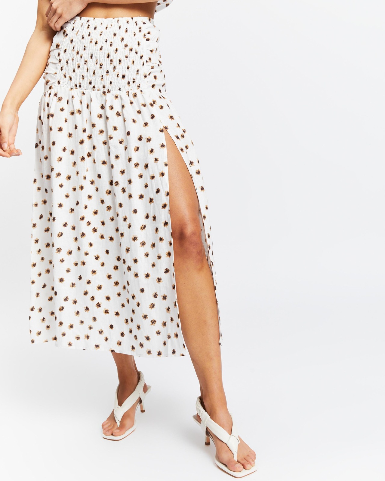 Ruched Linen Midi Skirt BNWT Size 8