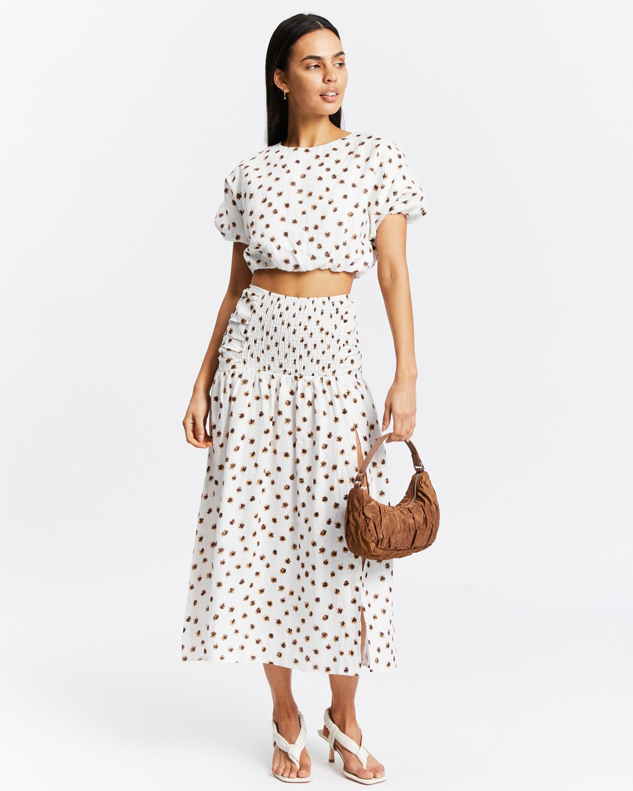 Ruched Linen Midi Skirt BNWT Size 8