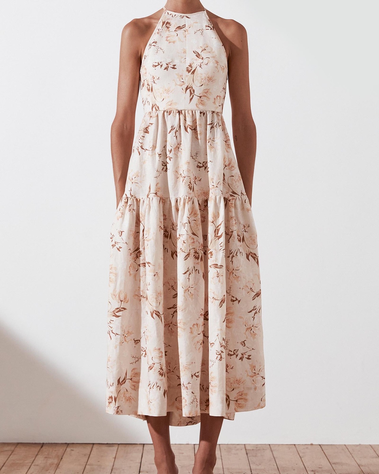 Roxane Open Back Tiered Midi Dress Size 10