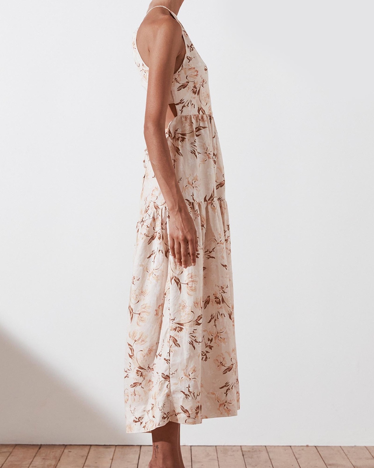 Roxane Open Back Tiered Midi Dress Size 10