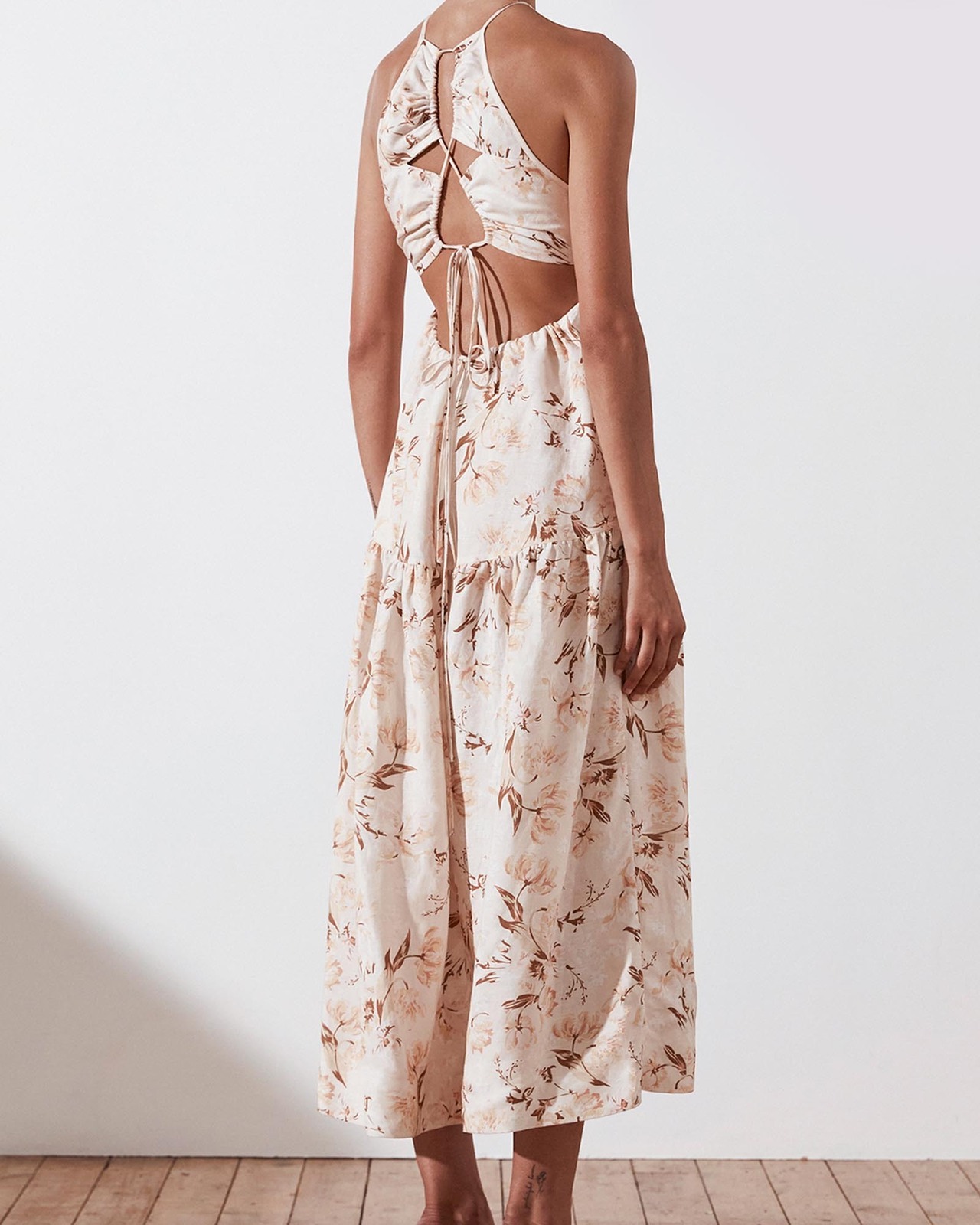 Roxane Open Back Tiered Midi Dress Size 10