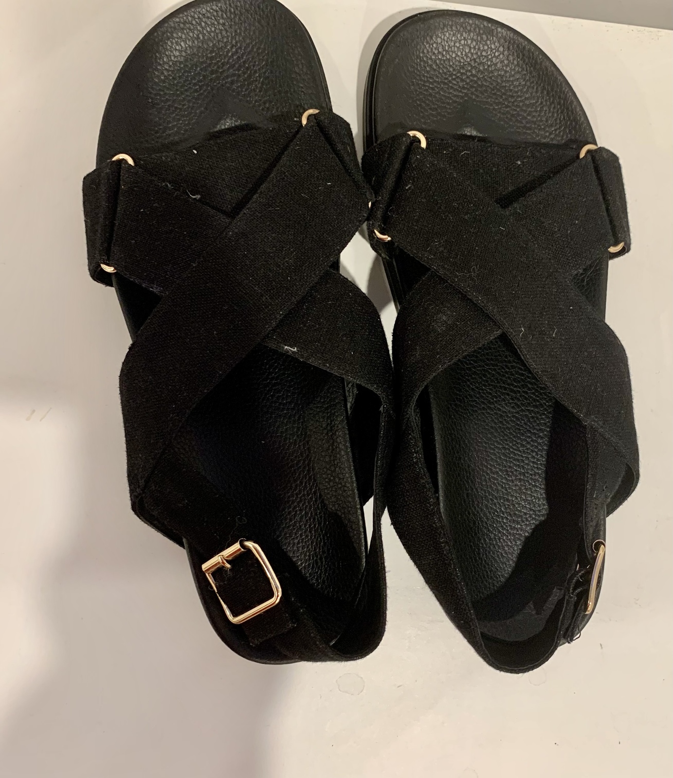 Linen Crossover Sandal Size 10