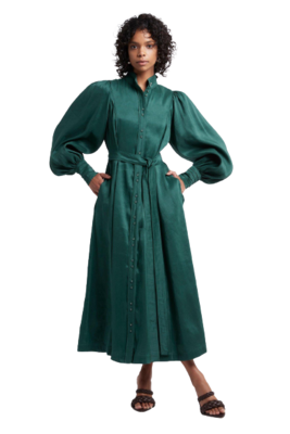 aje emerald green dress Spatial Maxi Dress-BONSAI GREEN / 4