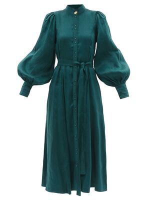 aje emerald green dress Aquiline Gown-HUNTER GREEN / 4
