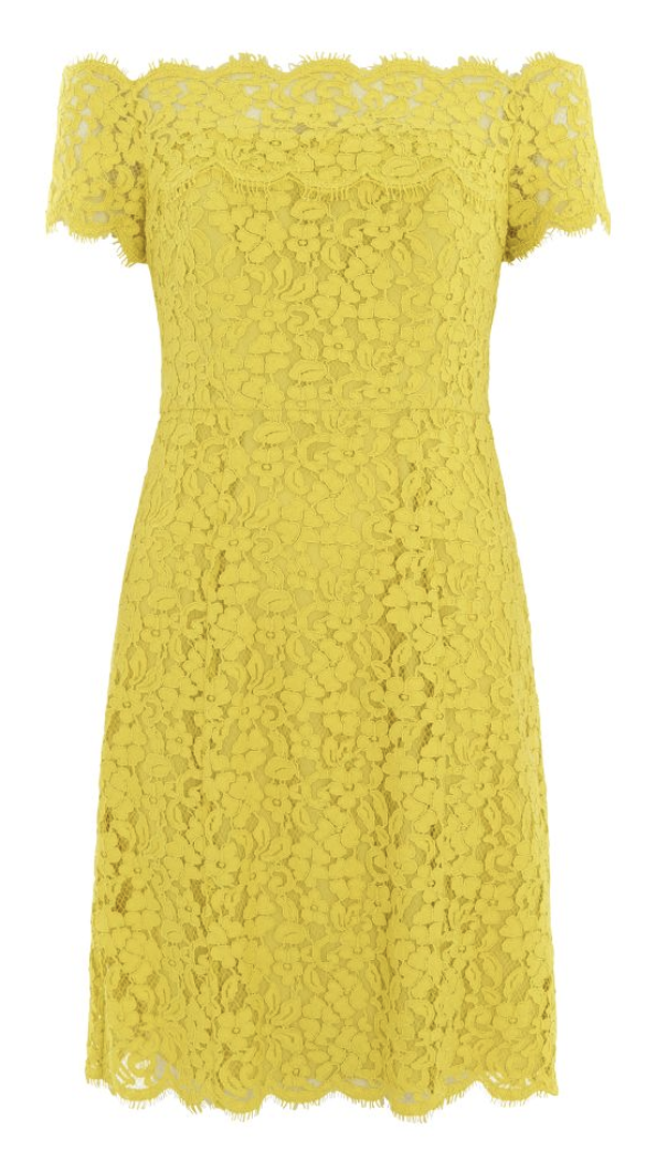 Whistles Yellow Lace Off Shoulder Dress BNWT Size 10 - AirRobe