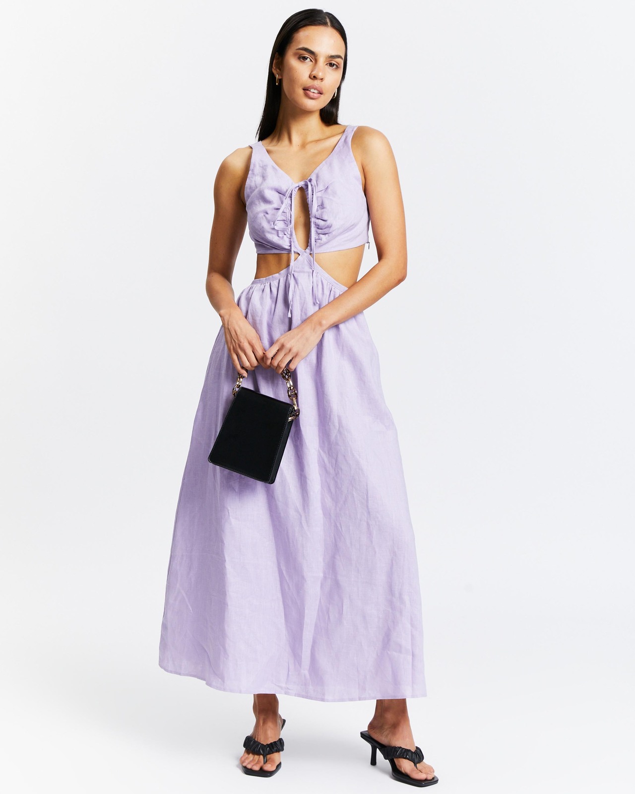 Linen Ruched Detail Dress