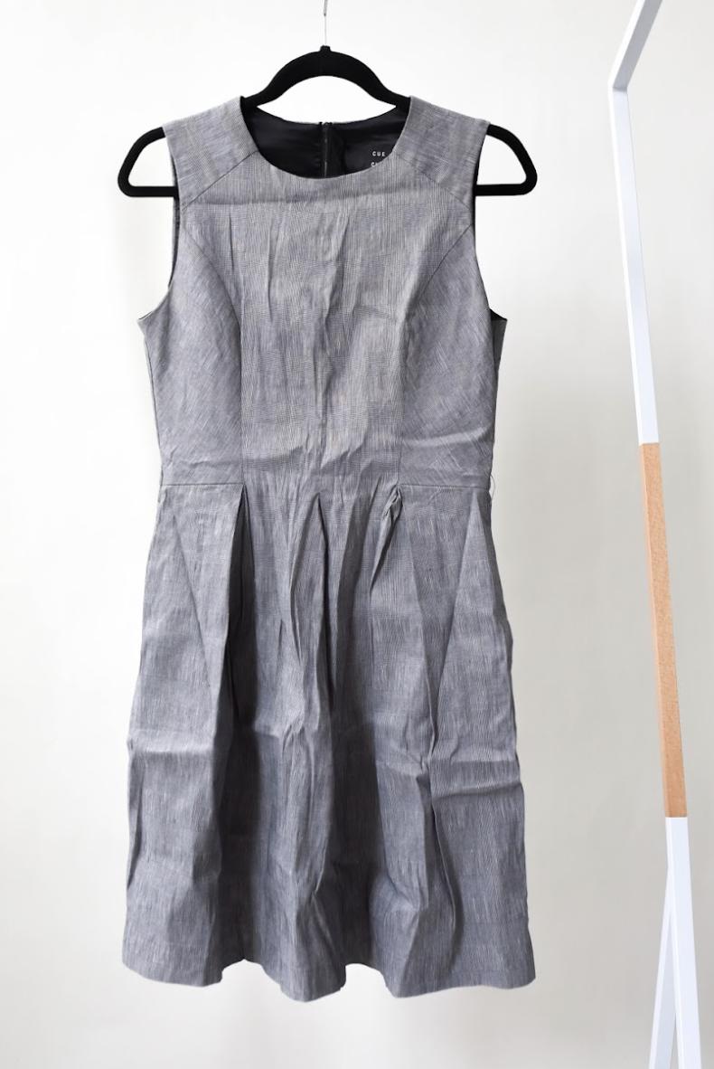 Grey Checkered Mini Sleeveless Dress Size 10