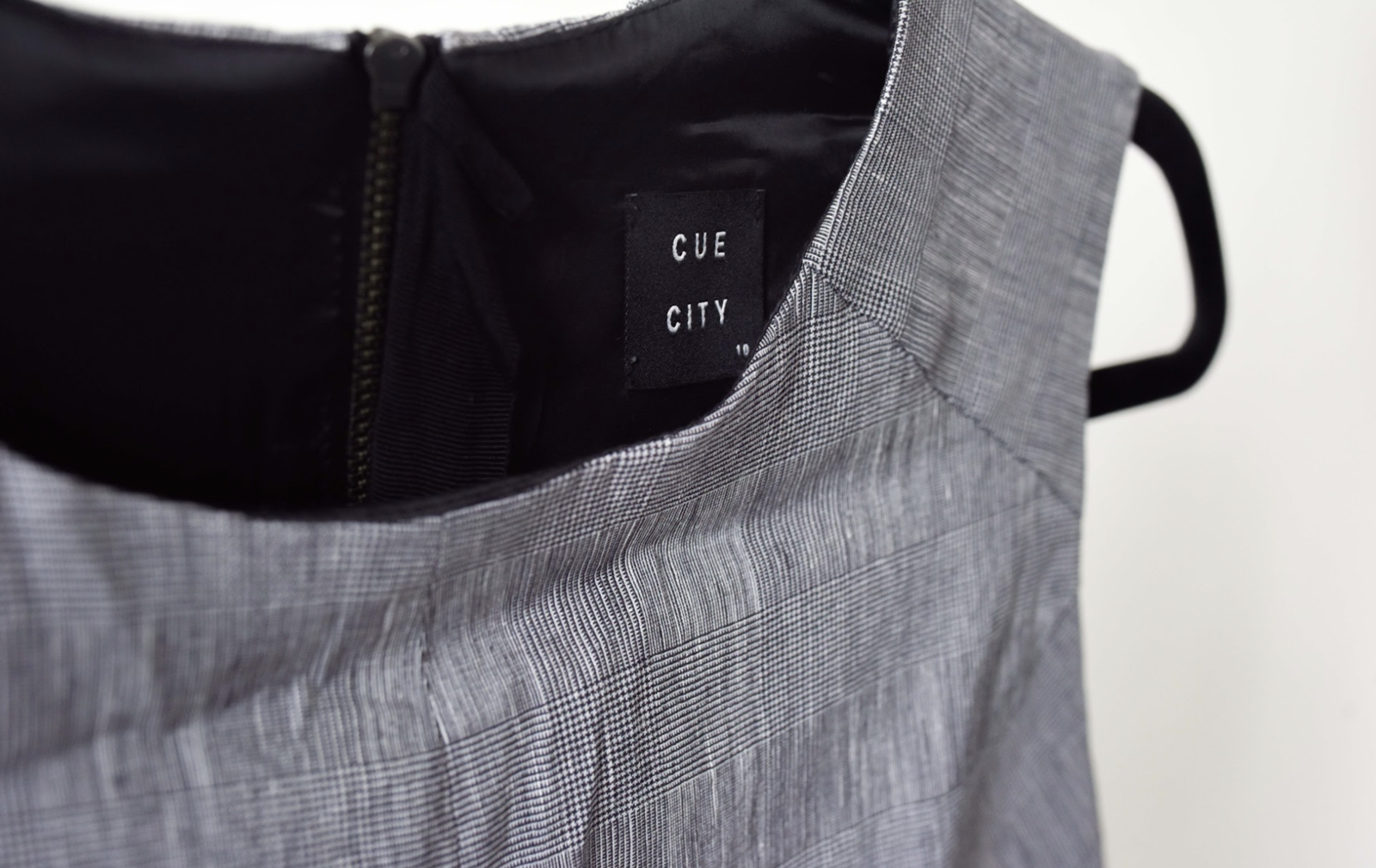 Grey Checkered Mini Sleeveless Dress Size 10