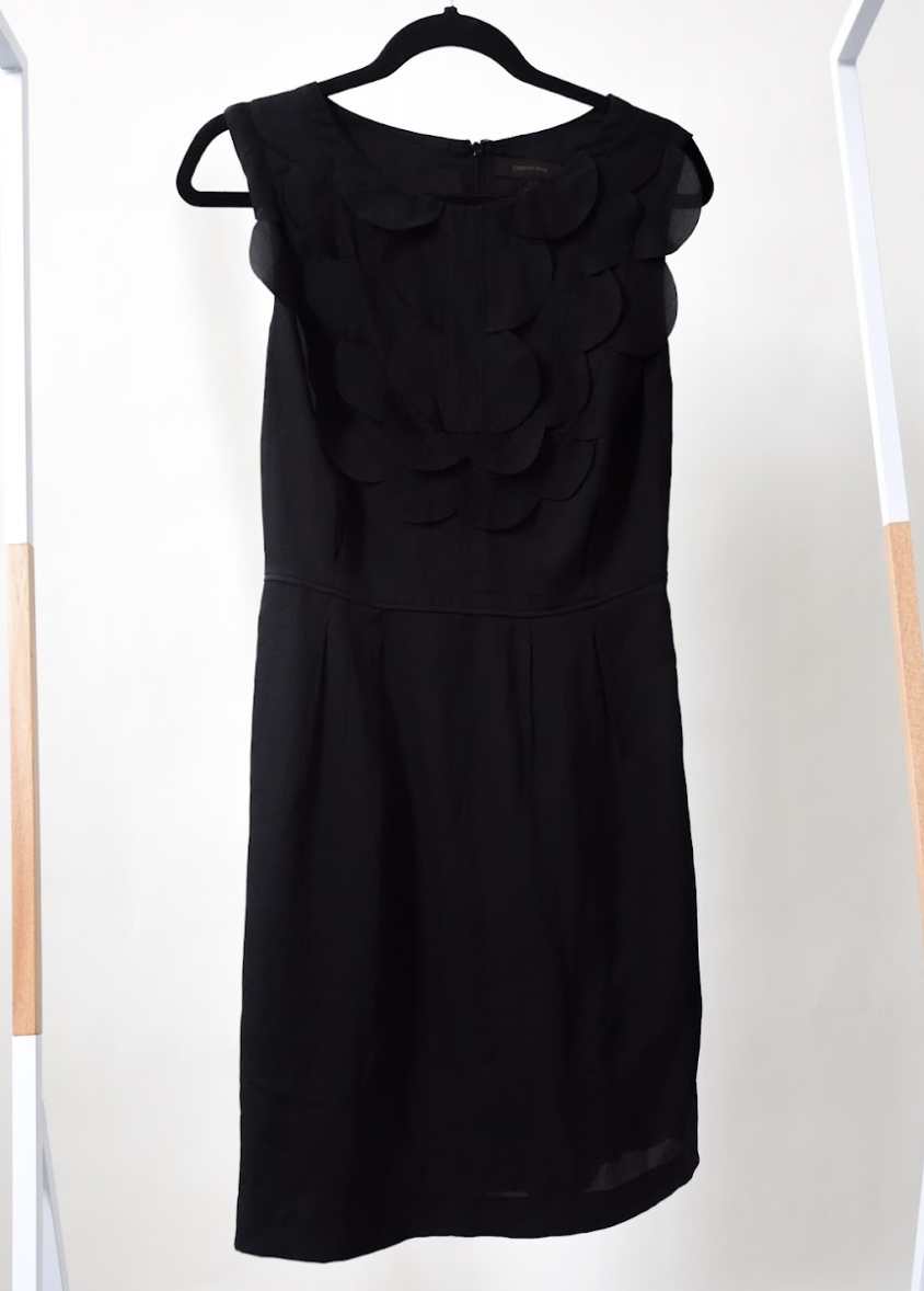 Black Chiffon Dress With Detailed Front Size 6
