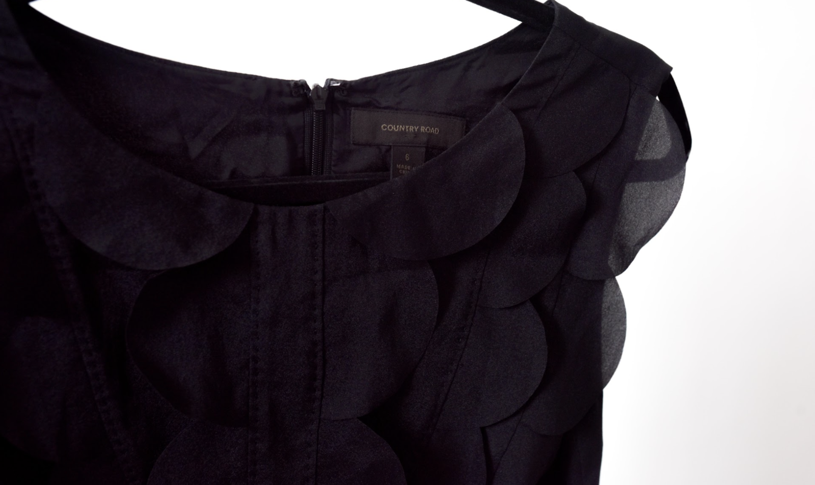 Black Chiffon Dress With Detailed Front Size 6