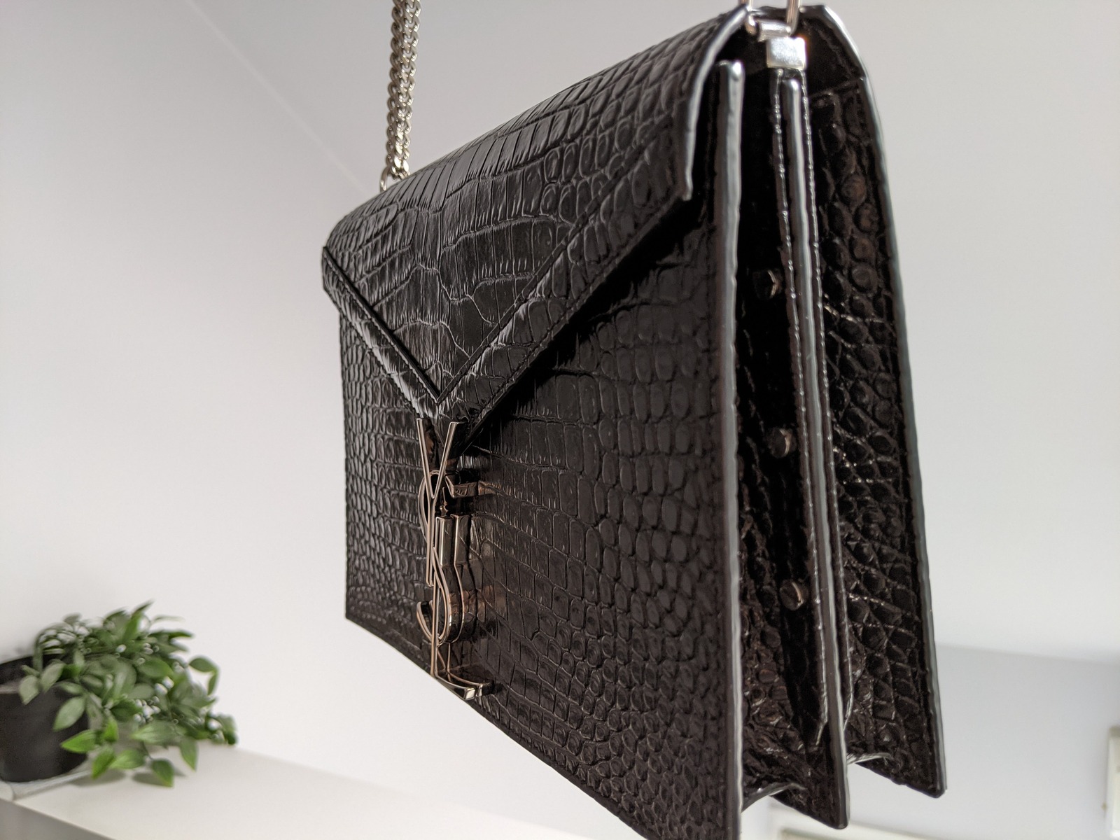 Croc Embossed Shoulder Bag