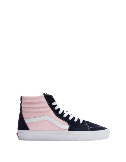 pink and black high top vans