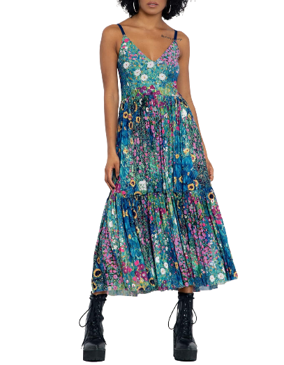 Klimt Collage Pink Sheer Midaxi Dress Size 16-18