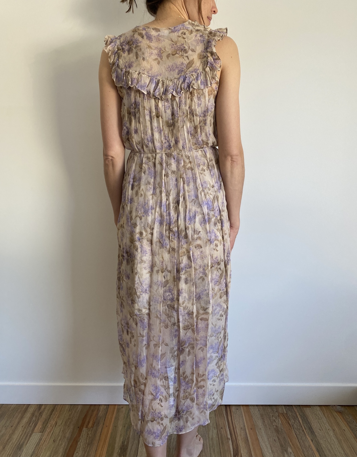 Zimmermann Floral Silk Chiffon Dress with Matching Slip Size 6-8
